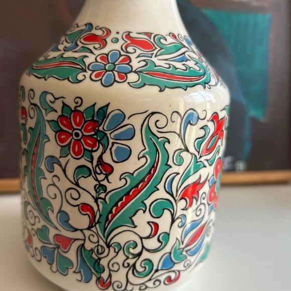 Rare Metaxa Red and Blue Ceramic Art Vase with Floral Motifs 10" - Picture 12 of 15